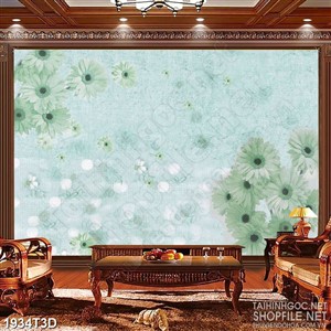 Tranh 3d nghệ thuật những bông cúc nhí trên nền xanh