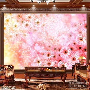 Tranh 3d treo tường những bông hoa nhí chen chúc nhau