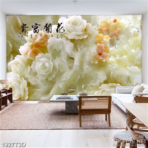 Tranh 3d dán tường rừng hoa mẫu đơn khoe sắc giả ngọc