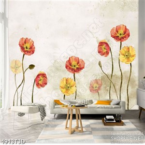 Tranh 3d treo tường những bông hoa héo úa giữa trời thu