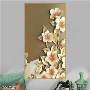 Tranh 3d  trang trí những bông hoa trên cành giả ngọc