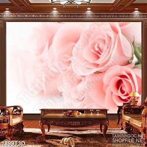 Tranh 3d  trang trí hoa hồng nhung xếp chồng lên nhau