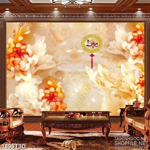 Tranh 3d dán tường những bông hoa cúc nở rộ khoe sắc