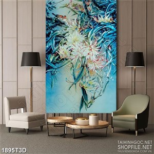 Tranh 3d  trang trí những bông hoa bỉ ngạn trên đêm tối