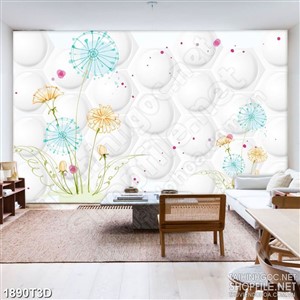 Tranh 3d dán tường bông hoa bồ công anh mỏng manh