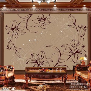 Tranh 3d treo tường vẽ hoa ly đơn sắc và ánh sáng lấp lánh