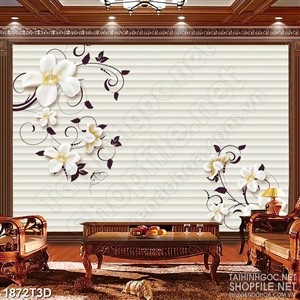 Tranh 3d treo tường bông đại hoa trắng muốt khoe sắc