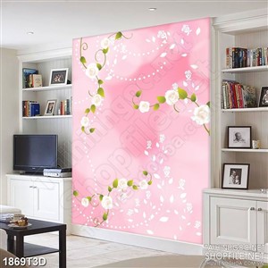 Tranh 3d nghệ thuật hoa hồng dây leo màu trắng muốt