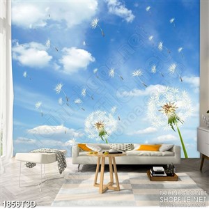 Tranh 3d treo tường những cánh hoa bồ công anh bay