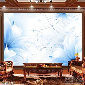 Tranh 3d nghệ thuật những bông phù du màu xanh dương