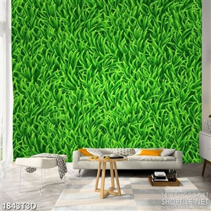 Tranh 3d  trang trí cánh đồng cỏ xanh rộng thanh thang