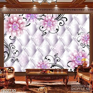 Tranh 3d treo tường những đóa hoa màu hồng khoe sắc