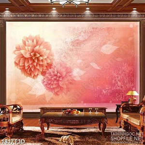 Tranh 3d nghệ thuật những bông hoa nở rộ khoe sắc hồng