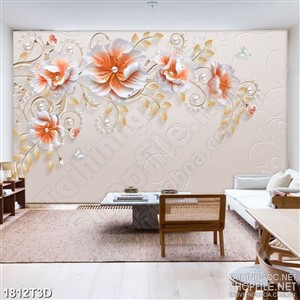 Tranh 3d treo tường những cành hoa cam đính ngọc trai