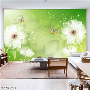 Tranh 3d  trang trí những bông hoa trắng cánh mỏng manh