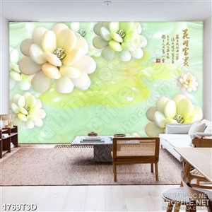 Tranh 3d nghệ thuật những bông hoa hải đường giả ngọc