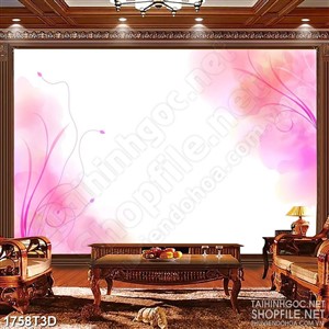 Tranh 3d dán tường khu rừng hồng và bầu trời thơ mộng