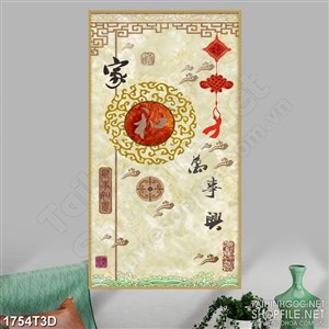 Tranh 3d dán tường đám mây nhỏ bên chữ hán giả ngọc