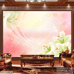 Tranh 3d nghệ thuật bông hoa ly xen màu xanh lá cây