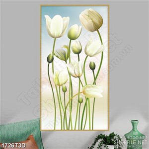 Tranh 3d dán tường những bông hoa tulip đu đưa trong gió