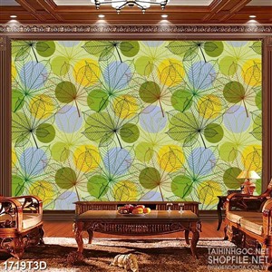 Tranh 3d  trang trí xương những chiếc lá khô bảy cánh