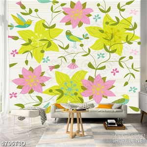 Tranh 3d nghệ thuật vẽ những bông hoa nhiều màu sắc