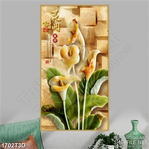 Tranh 3d dán tường bụi hoa sứ giả ngọc trên nền gạch