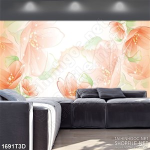 Tranh 3d trang trí những bông hoa phù du dưới tia nắng