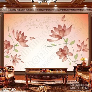 Tranh 3d  trang trí những bông hoa cánh mỏng trong gió