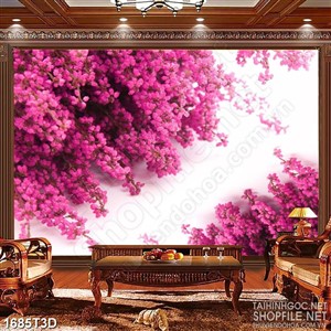 Tranh 3d nghệ thuật những bông hoa nhí tím khoe sắc