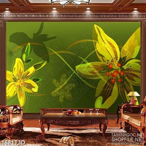 Tranh 3d nghệ thuật bông hoa huệ vàng nở rộ khoe sắc