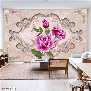 Tranh 3d treo tường những bông hoa hồng nhung ở rộ