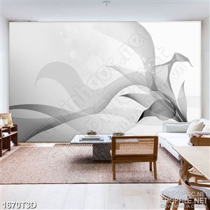 Tranh 3d dán tường cánh hoa phù du trôi trong làn gió