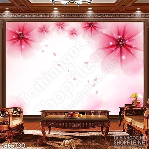 Tranh 3d nghệ thuật bông hoa phù du bay trong gió chiều