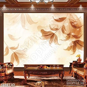 Tranh 3d  trang trí cành hoa phù du lấp lánh trong sương