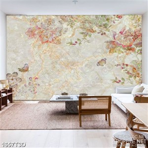 Tranh 3d nghệ thuật đàn bướm bên đầm hoa sen giả ngọc