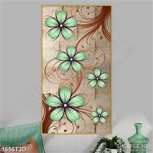 Tranh 3d treo tường những bông hoa hồng màu xanh