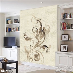 Tranh 3d  trang trí hoa phù du đơn sắc trong làn khói