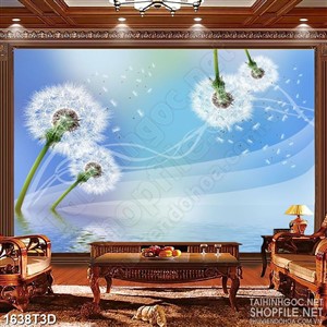 Tranh 3d dán tường hoa bồ công anh bay trong gió chiều