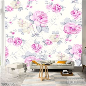 Tranh 3d nghệ thuật  những bông hoa hồng tím khoe sắc