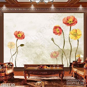 Tranh 3d  trang trí những bông hoa nhuộm sắc buồn