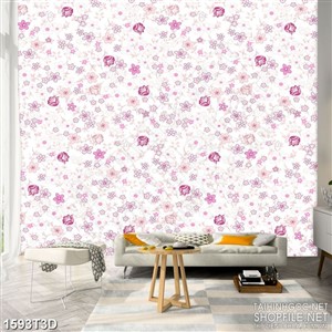 Tranh 3d nghệ thuật những bông hoa nhí khoe sắc hồng