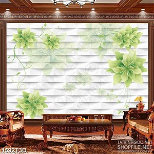 Tranh 3d treo tường những bông hoa màu xanh khoe sắc