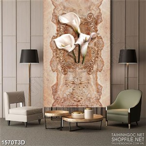 Tranh 3d dán tường bông hoa sứ màu trắng giả ngọc