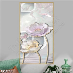 Tranh 3d treo tường bông hoa khoe sắc trong hồ nước