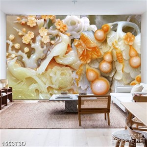 Tranh 3d nghệ thuật chú chim trong rừng đào giả ngọc