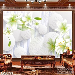 Tranh 3d treo tường những bông hoa lyly trắng ngã xanh