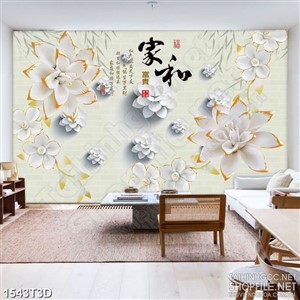 Tranh 3d  trang trí những bông hoa trắng muốt giả ngọc