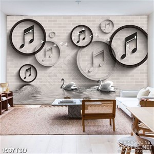 Tranh 3d nghệ thuật những nốt nhạc lý bên hồ thiên nga