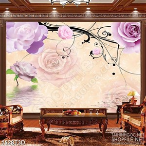 Tranh 3d treo tường những bông hoa hồng màu tím
